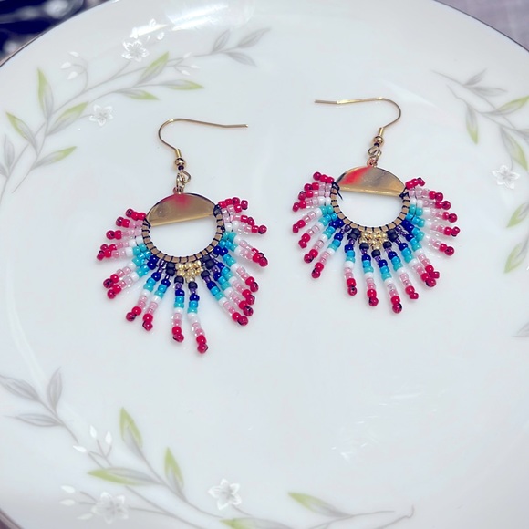 Handmade MIYUKI Chic Beads Tassel Fringe Bohemian Earrings - Picture 1 of 3